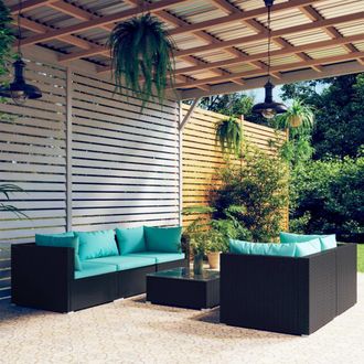 vidaXL 6 Pcs Garden Lounge Set Con Vime Pe Negro