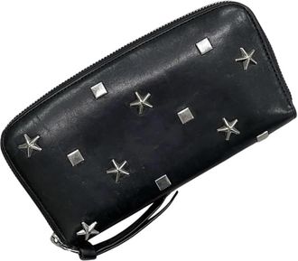 Jimmy Choo London Black Leather Long Wallet (Bi-Fold) (Pre-Owned)