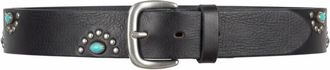 Alberto Luti Leren Riem met Studs en Turquoise - Heren - Riemen - Blauw - 115 CM - Leer - Accessoires