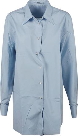 Prada Camisa de Popel&iacute;n - Blouses & Shirts - Mujer - Azul - XS