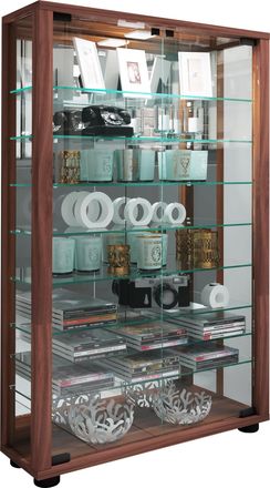 ebuy24 Escaparate Del Soporte De Cristal Lumo Mini Espejo 91x59x18 - Vcm