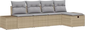 vidaXL Sofa Set with Cushion 5 pcs Poly Rattan vidaXL