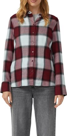 s.Oliver Hemdbluse S.OLIVER, Damen, Gr. 34, schwarz merlot check, Flanell, Obermaterial: 55% Baumwolle, 45% Viskose, kariert, regular fit normal, Manschette, B