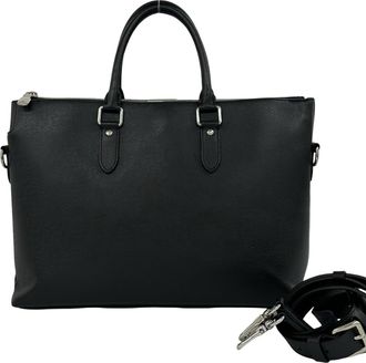 Louis Vuitton Black Leather Briefcase Shoulder Bag (Pre-Owned)