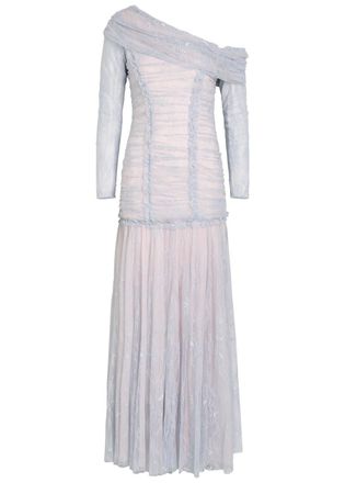 Needle & Thread Gigi Lace One-shoulder Tulle Gown - Blue - 18 (UK18 / Xxl)