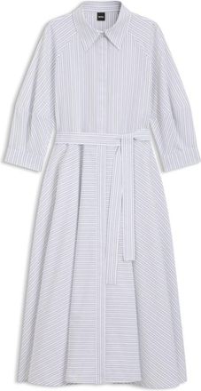 BOSS Shirt dress in striped cotton poplin