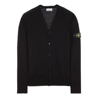 Stone Island Raw Hand Cotton Knitted Cardigan Black 7815527D3-V0029