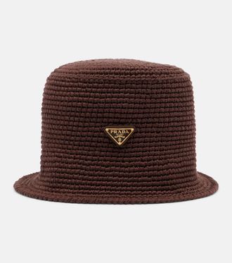 Prada Logo crochet cotton bucket hat