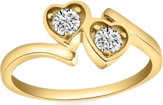 Pompeii3 1/3CT Diamond Two Stone Forever Us Heart Ring in White, Yellow, or Rose Gold