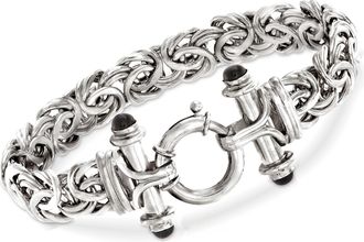 Ross-Simons Sterling Silver Byzantine Bracelet With Black Onyx