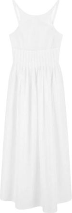 Emporio Armani Lange Jurk in Poplin met Smockmotief - Dames - Casual kleedjes - Wit - L - Kleedjes