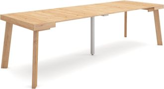 Skraut Home Skraut Home - Mesa Consola Extensible, Mesa Comedor Plegable, 260, Para 12 Comensales, Patas De Madera, Estilo Moderno, Roble