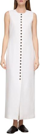 Lafayette 148 New York Buttoned Linen Maxi Dress in White at Nordstrom, Size 12