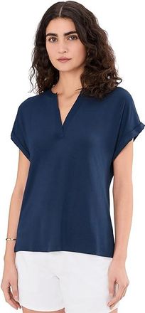 Tommy Bahama Kauai Split Neck Short Sleeve T-Shirts Womens Clothing Coastline : LG (US 12-14), Modal/Polyester/Spandex