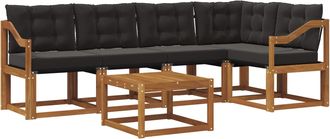 vidaXL Conjunto De Sof&aacute;s De Exterior 6 Uds. Natural Y Negro Vidaxl