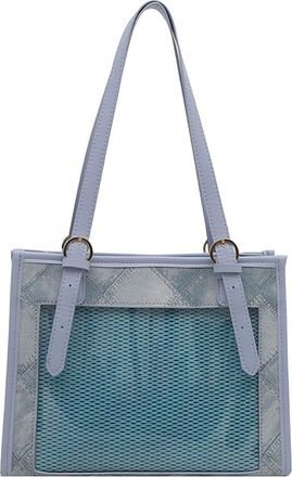 Generic Womens Ita Tote Bag, kawaii Pin Display Bag with Pin Mesh Insert Crossbody Handbag, PU Leather Purses and Handbags (blue)