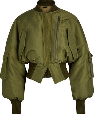 A.W.A.K.E Mode MA1 Padded Taffeta Bomber Jacket - Khaki - S (UK8-10 / S)