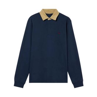 Brooks Brothers Polo met corduroy kraag - Heren - Tops - Blauw - Maat: XL Corduroy