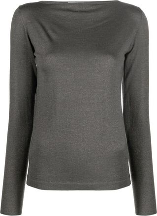 Brunello Cucinelli Grey Boat Neck Sweater