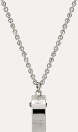 Vivienne Westwood Man. Whistle Long Pendant Necklace Platinum-black-enamel-black-diamond-crystal Platinum-black-enamel-black-diamond-crystal Men
