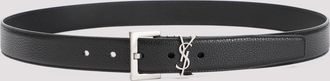 Saint Laurent Grained Calf Leather Belt