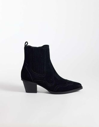 Asos stivaletti western Chelsea con tacco cubano neri-Nero