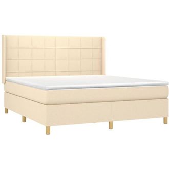 vidaXL Vidaxl - Cama Box Spring Con Colch&oacute;n Tela Color Crema 160x200 Cm