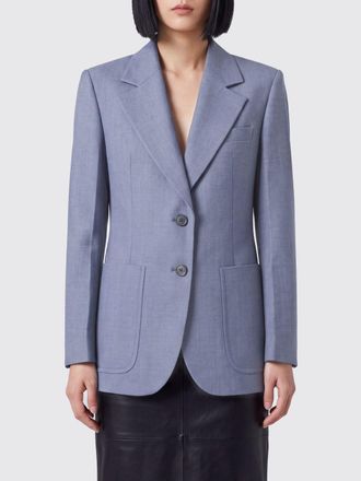Victoria Beckham Short Double-Breasted Virgin Wool Blazer with Peak Lapels