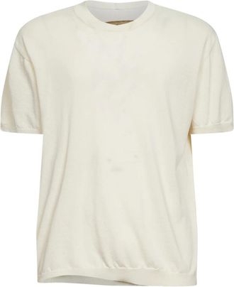 Uma Wang Gebreid T-shirt met ronde hals - Heren - T-shirts - Wit - XL - Katoen - Tops