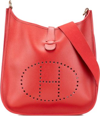Herm&egrave;s Pre-owned Womens Evelyne Iii Leather Shoulder Bag - Red - One Size