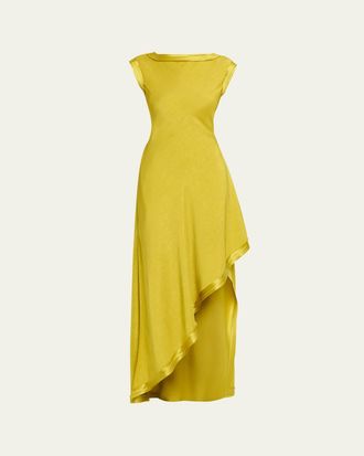 Jason Wu High-Neck Washed Twill Asymmetric Dress