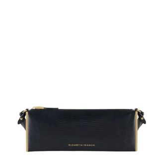Elisabetta Franchi Tassen, Dames, Zwart, ONE Size, Leer, Schoudertas met Lizard Print