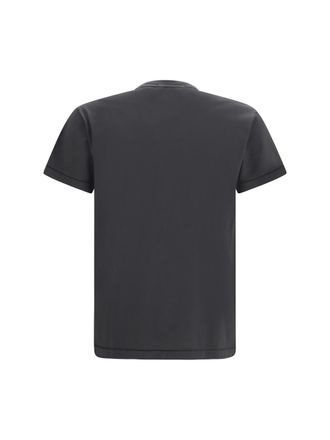 Stone Island Mens Logo Patch T-Shirt Lead Grey Cotton T-Shirts And Polos