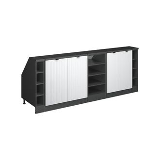 Vicco Armario De Cocina Para Techo Inclinado R-line, Ondulaci&oacute;n Blanca, 210 Cm Lote De 5 Carcasas De Armario 60 Cm De Profundidad, Vicco