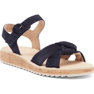 Paul Green Trento Ankle Strap Platform Sandal in Blue Suede at Nordstrom Rack, Size 6Us / 3.5Uk