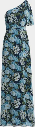 Sachin & Babi Chelsea Floral One-Shoulder Gown