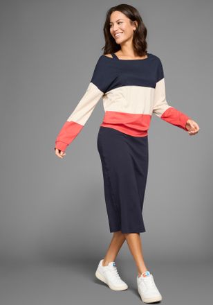 Kangaroos 2-in-1-Kleid KANGAROOS, Damen, Gr. 32/34, N-Gr, blau (navy, rot, gestreift), Jersey, Obermaterial: 50% Baumwolle, 50% Modal. Kleid: 100% Baumwolle, co