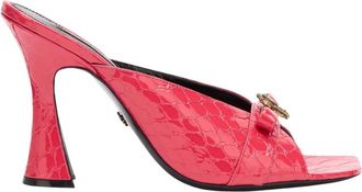 Roberto Cavalli Schoenen, Dames, Roze, 37 EU, Leer, Mules met krokodillenprint en Mirror Snake-monogram