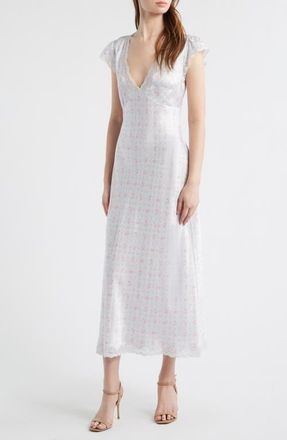 LoveShackFancy Theodore Floral Maxi Slipdress in Chapparal Blue at Nordstrom, Size 10