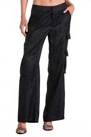 Elan Whitney Satin Cargo Pants In Black