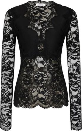 Paco Rabanne Full-Body, female, Black, 2XS, Lace Long-sleeve Blouse
