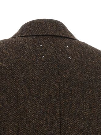 Maison Margiela Herringbone Wool Coat - Brown