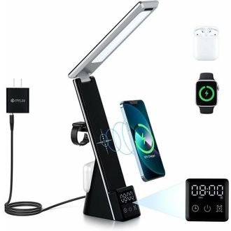 OEM L&aacute;mpara De Escritorio Led Crezuo Con Cargador Inal&aacute;mbrico, Estaci&oacute;n De Carga R&aacute;pida 3 En 1, L&aacute;mpara De Escritorio Con Control T&aacute;ctil Y Temporizador.-c