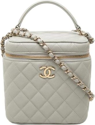 Chanel Pre-owned Vanity Bag - Dames - Vintage Mini Tas - Grijs - ONE Size - Leer - Vintage