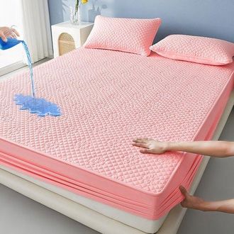 OEM Funda Colch&oacute;n + 2 Almohada, Tpu Impermeable Transpirable, Colchones 28 Cm Grosor, Pasta Jud&iacute;as Rojas Diamante, 200200 Cm + Almohada 4874 Cm
