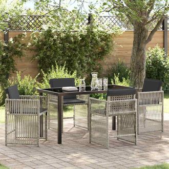 vidaXL Conjunto De Comedor De Jard&iacute;n 5 Pcs Gris Claro Polirat&aacute;n Vidaxl