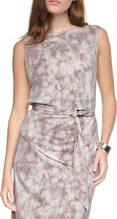 Halston Heritage Printed Belted Tank Top