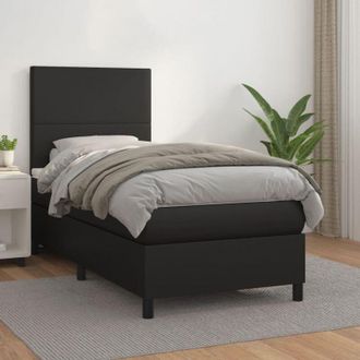 vidaXL Cama Box Spring Con Colch&oacute;n Cuero Sint&eacute;tico Negro 80x200 Cm Vidaxl