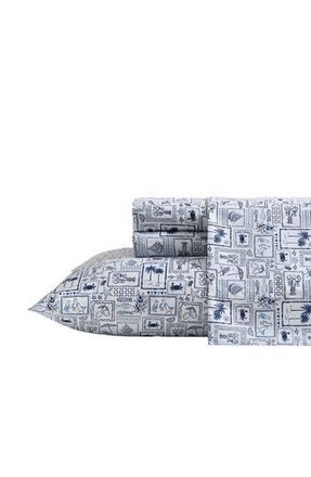 Nautica Beach Collage Cooling Microfiber Sheet Set in Blue/white at Nordstrom Rack, Size Twin X-Long
