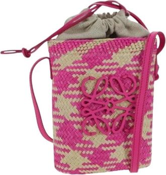 Loewe Pre-owned Raffia schoudertas - Dames - Pre-owned - Roze - Maat: ONE Size